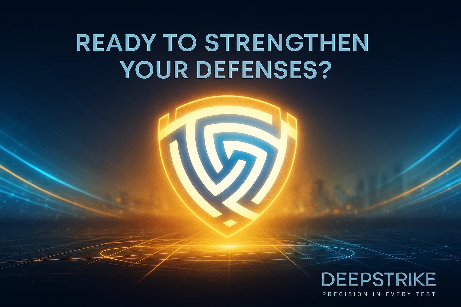 Illustration of blue external and amber internal data streams converging into a single protective shield around a central Cyber Age emblem