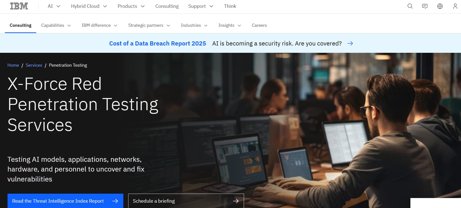 IBM X-Force Red penetration testing service page
