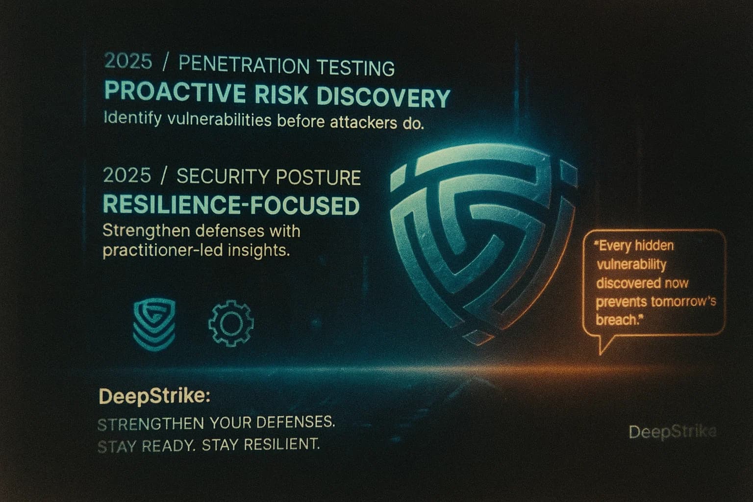 “A cinematic security visualization highlights proactive defense, risk discovery, and readiness for 2025 threats using cyan neon graphics, shield layers, scanning particles, and bold call-to-action messaging from Cyber Age.”