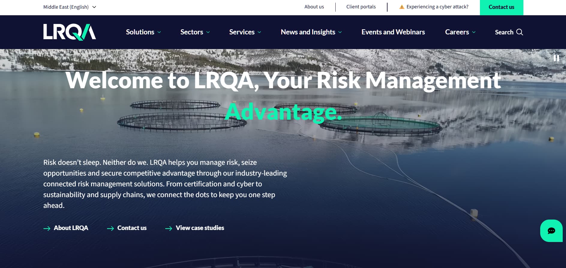LRQA corporate website showing its risk management offering