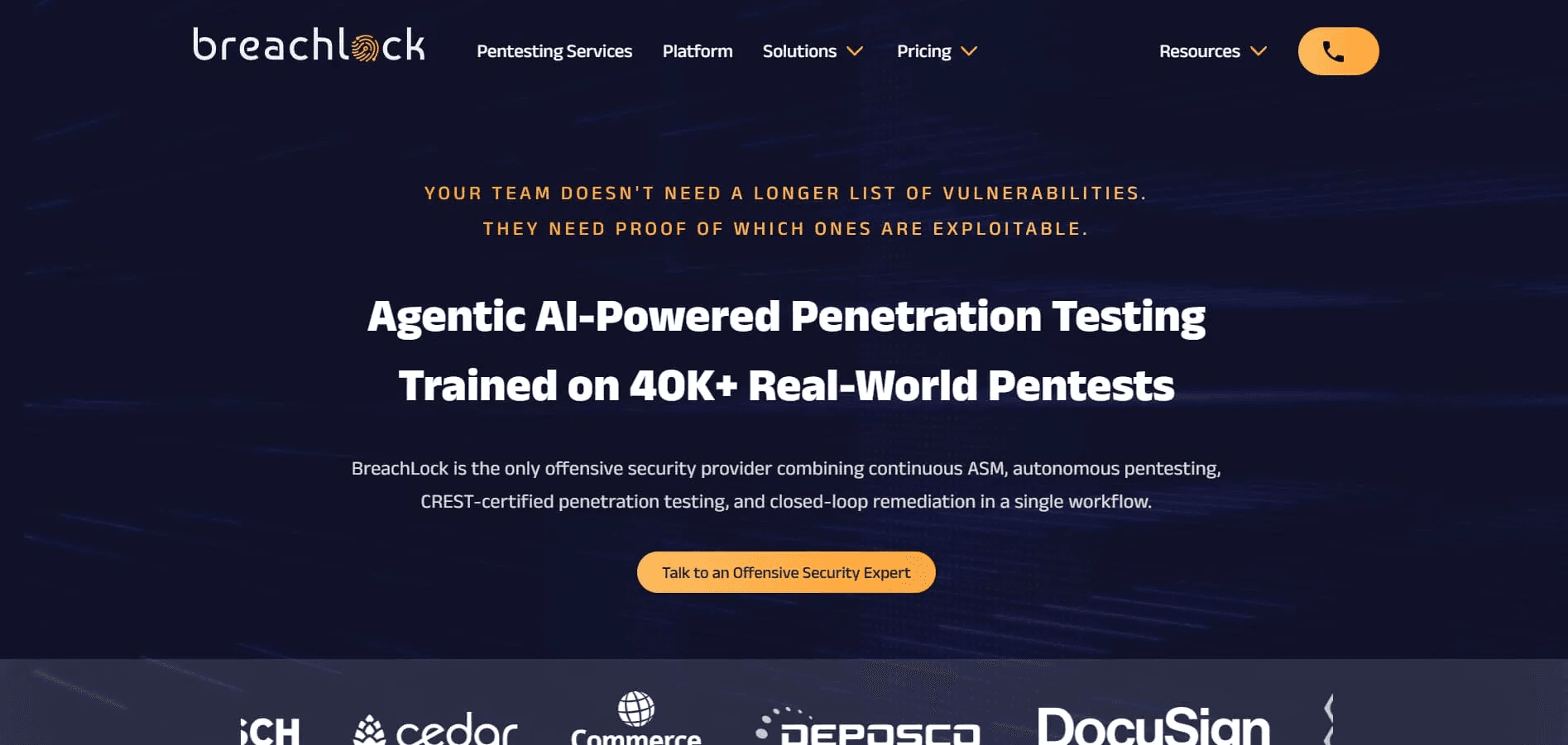 BreachLock penetration testing website